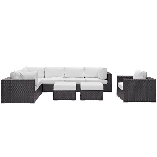 Convene 9 Piece Outdoor Patio Sectional Set Espresso