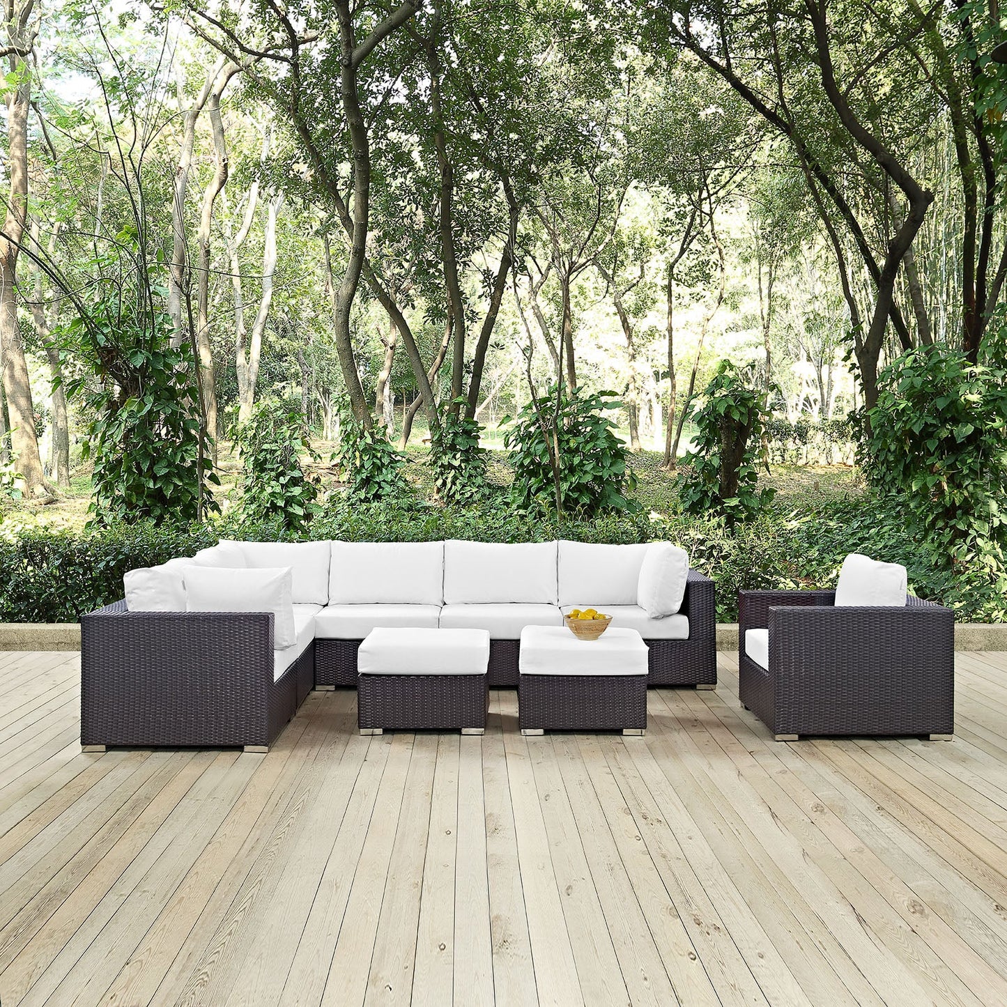 Convene 9 Piece Outdoor Patio Sectional Set Espresso