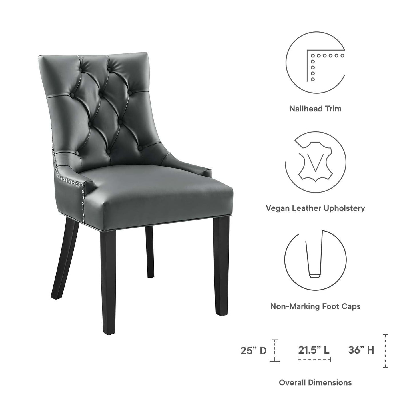 Regent Tufted Vegan Leather Dining Chair Set of 2