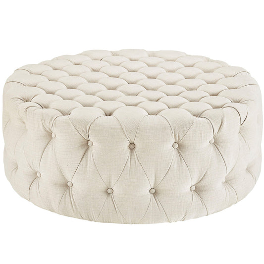 Amour Upholstered Fabric Ottoman Beige EEI-2225-BEI
