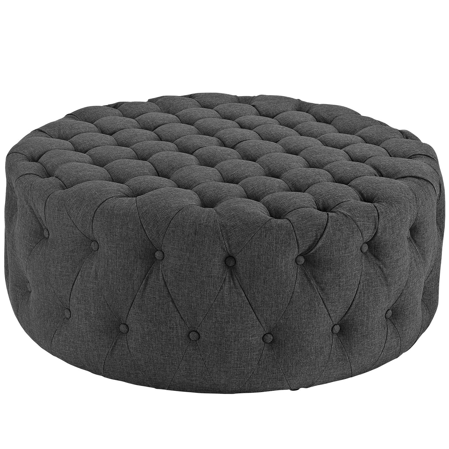 Amour Upholstered Fabric Ottoman Gray EEI-2225-GRY