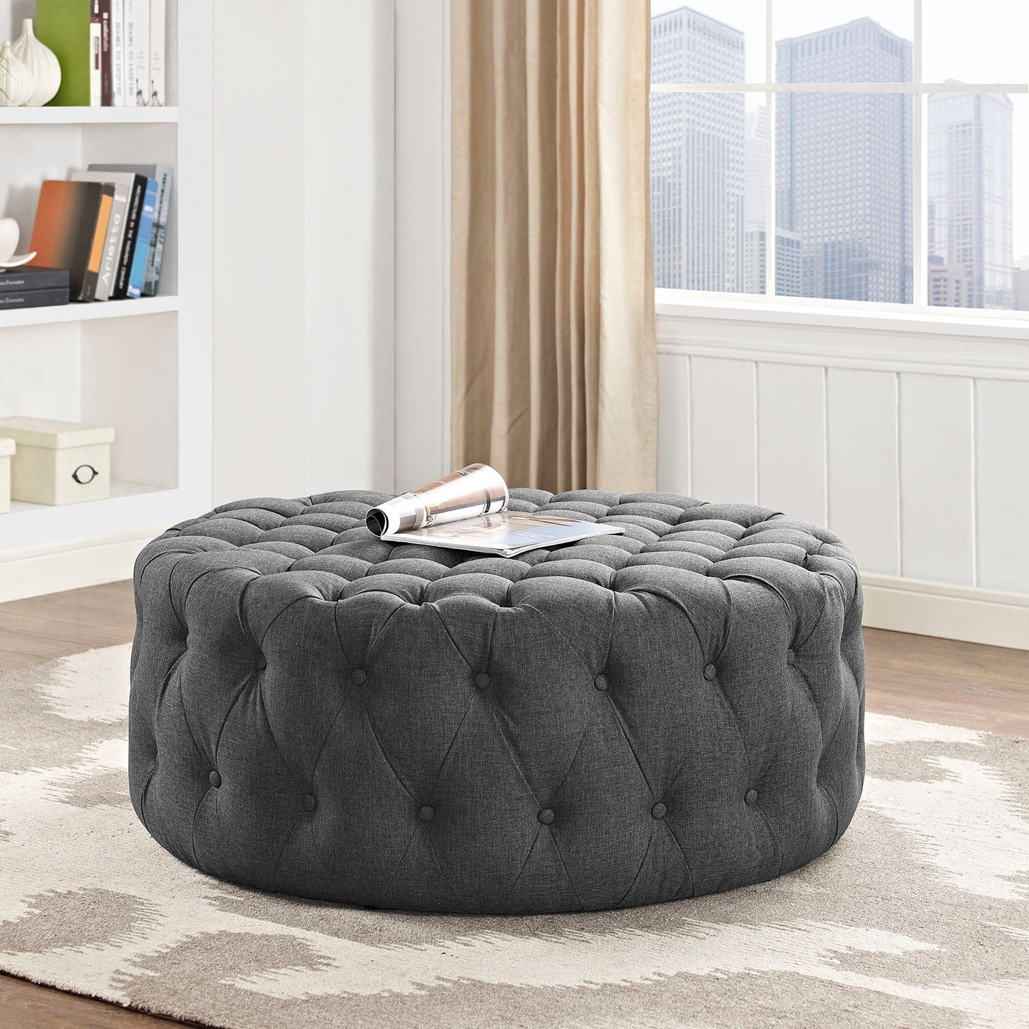 Amour Upholstered Fabric Ottoman by Modway EEI-2225-GRY