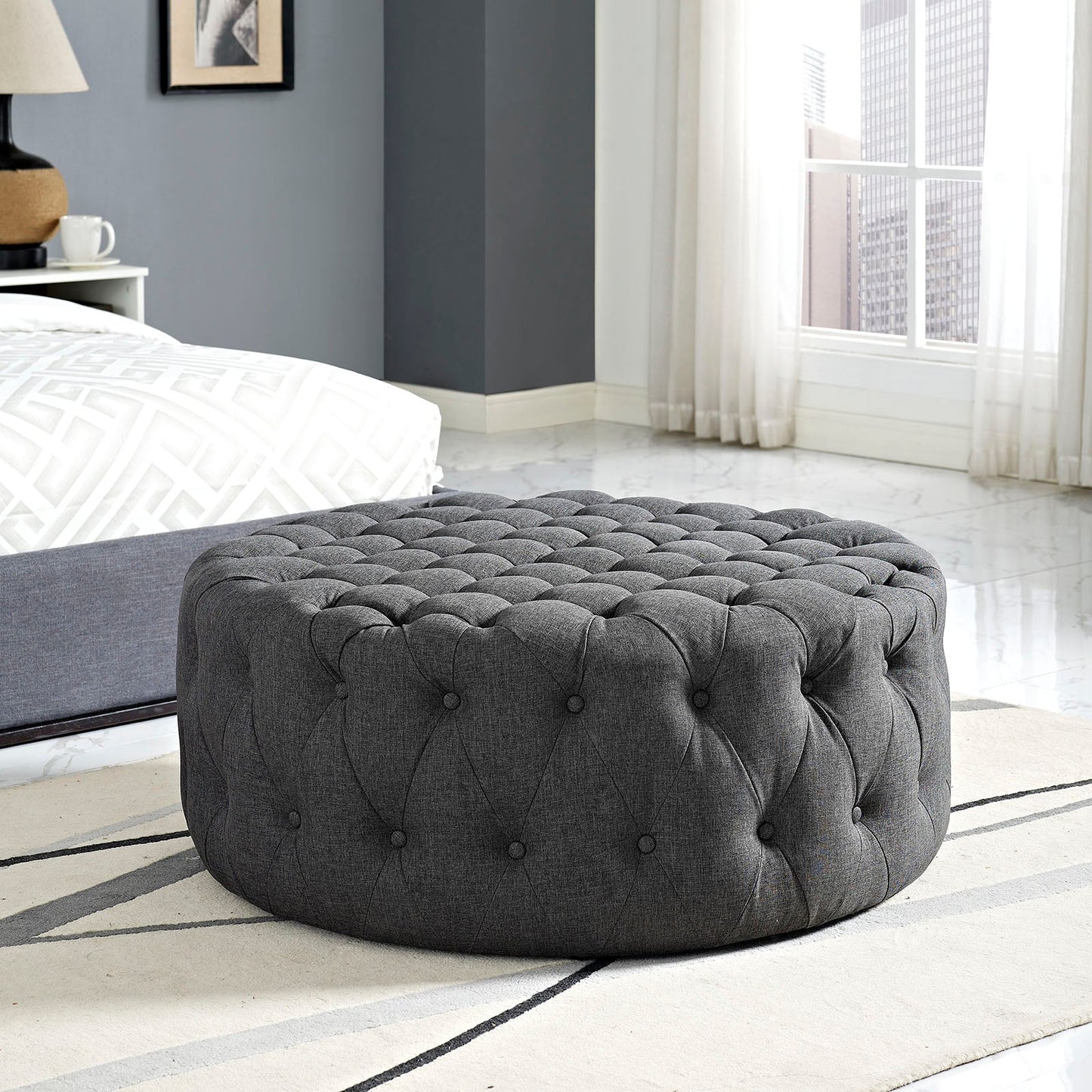Amour Upholstered Fabric Ottoman by Modway EEI-2225-GRY