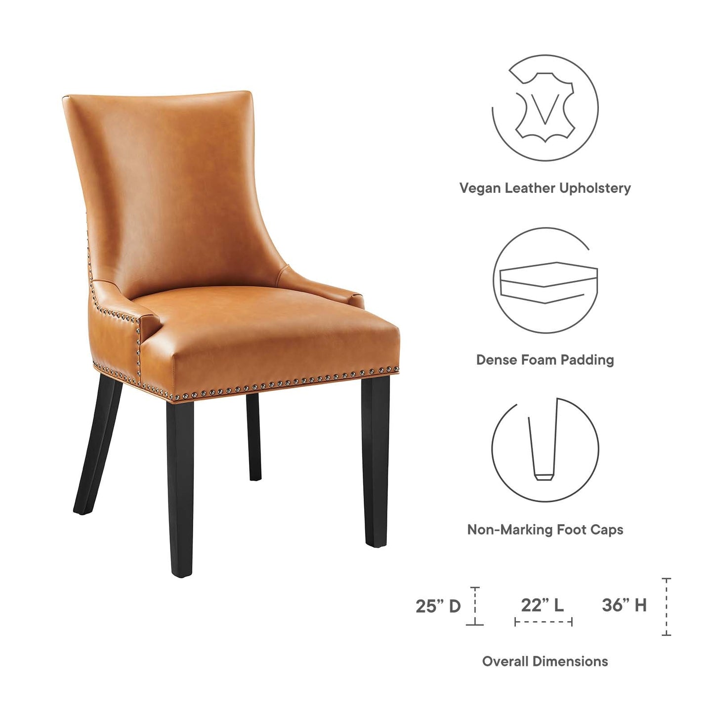 Marquis Dining Chair Faux and Vegan Leather Set of 2 or 4