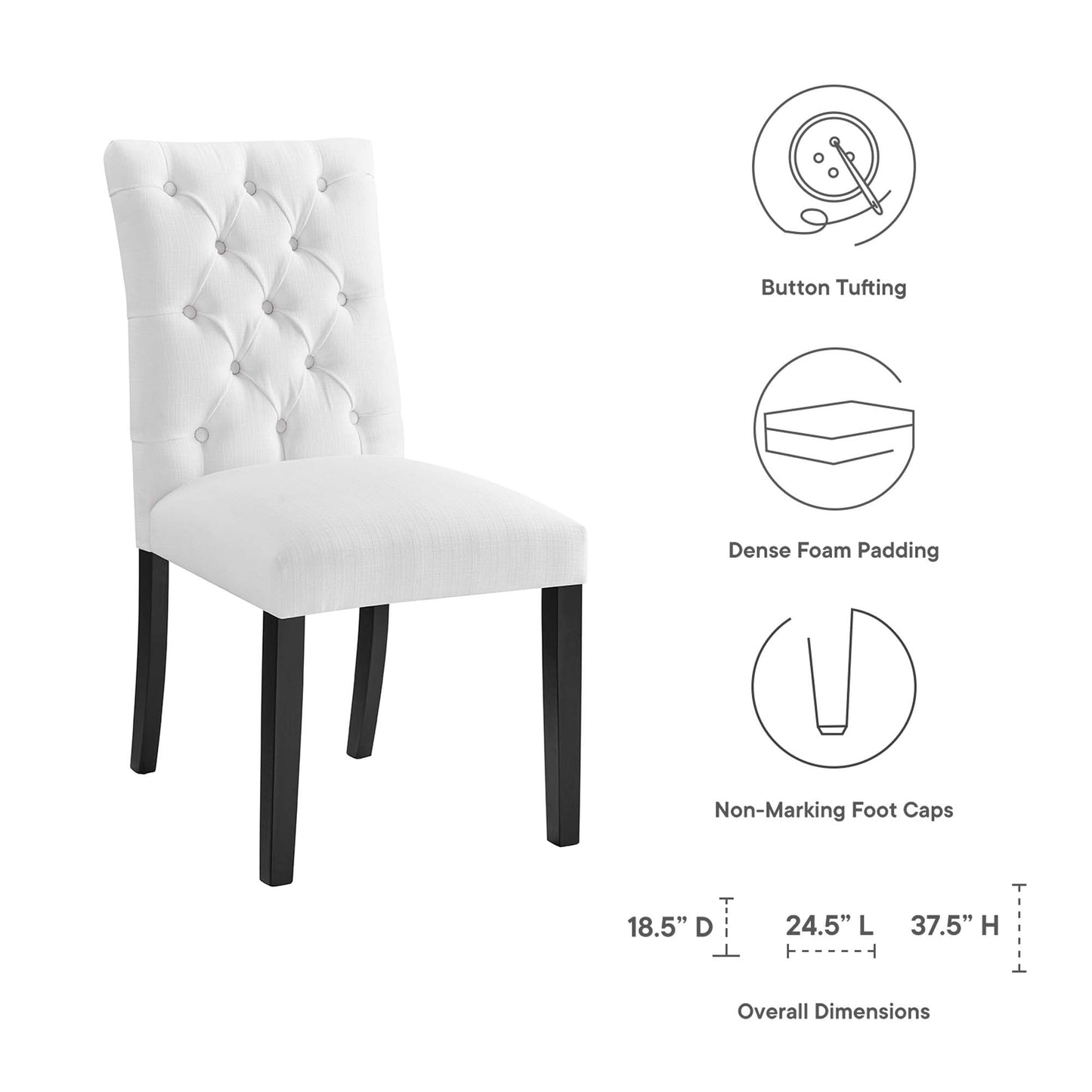 Duchess Button Tufted Fabric Dining Chair by Modway EEI-2231-WHI