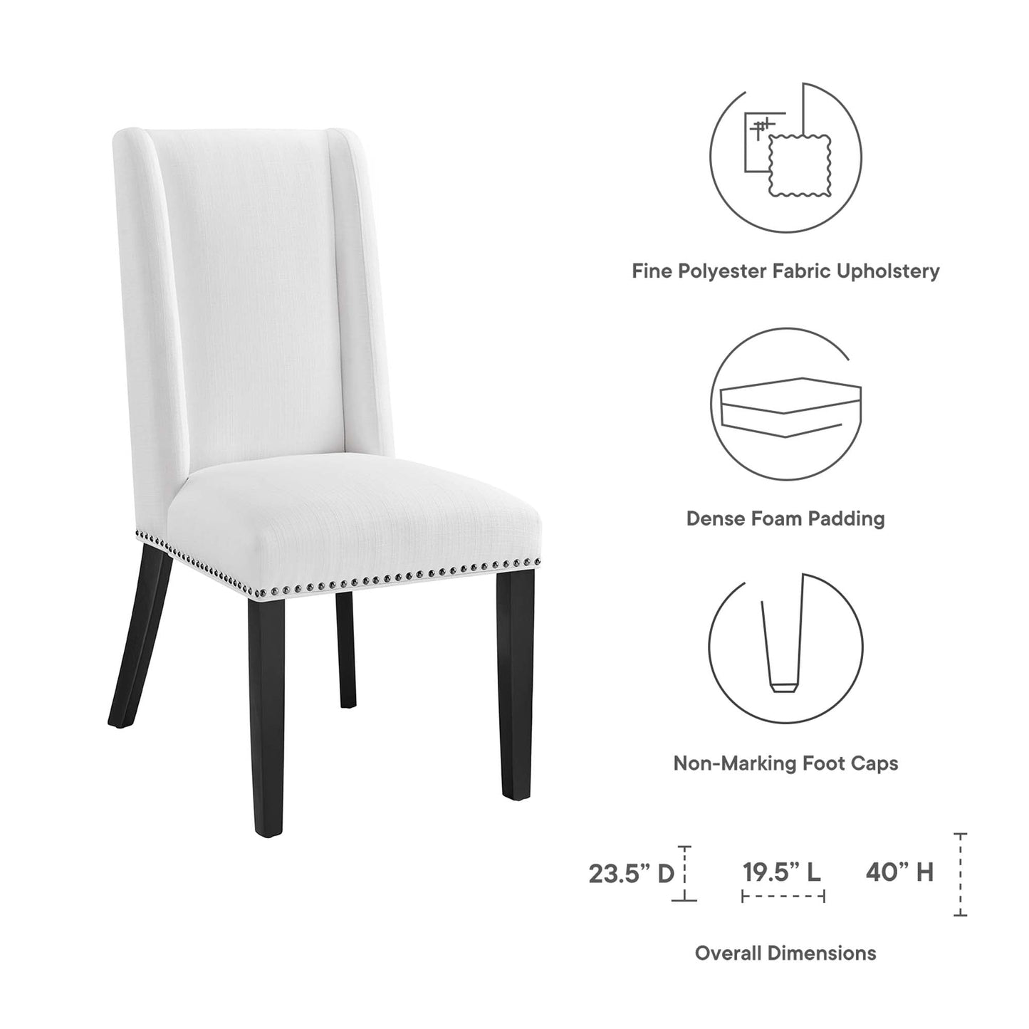 Baron Fabric Dining Chair by Modway EEI-2233-WHI