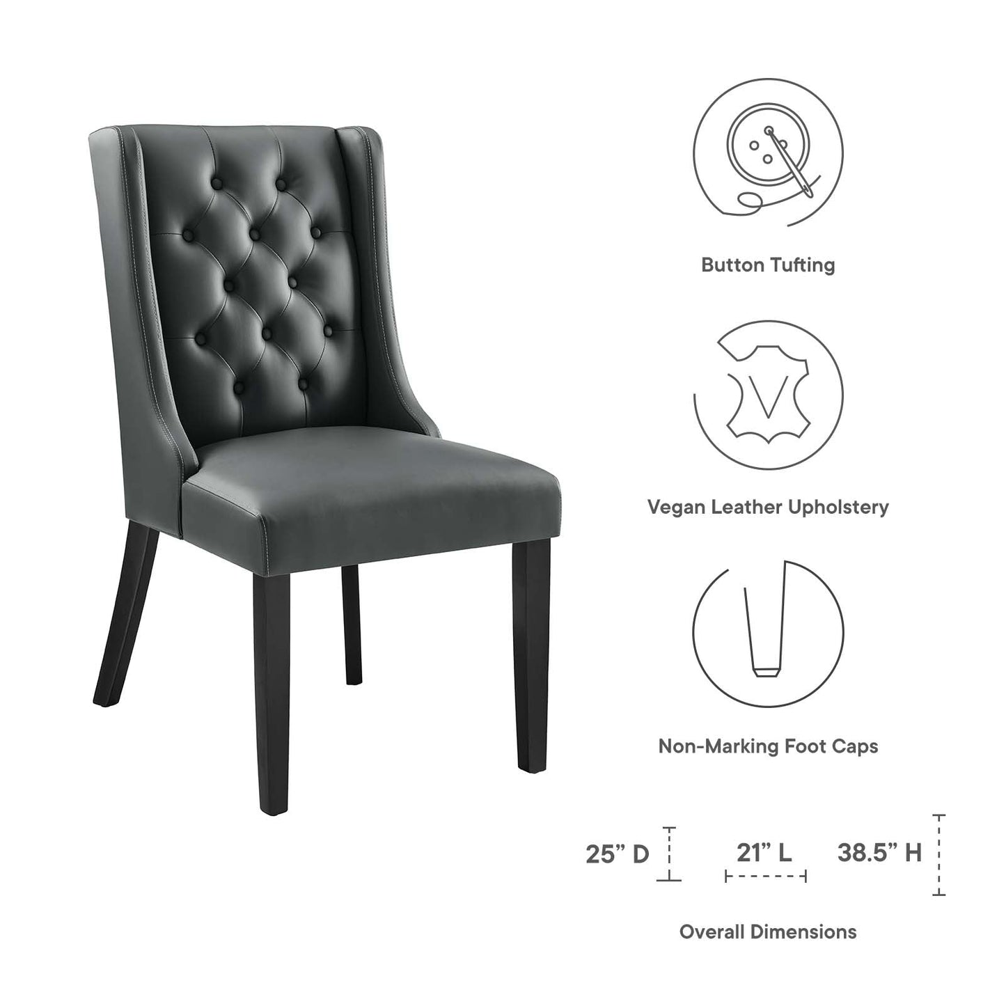 Baronet Button Tufted Vegan Leather Dining Chair EEI-2234