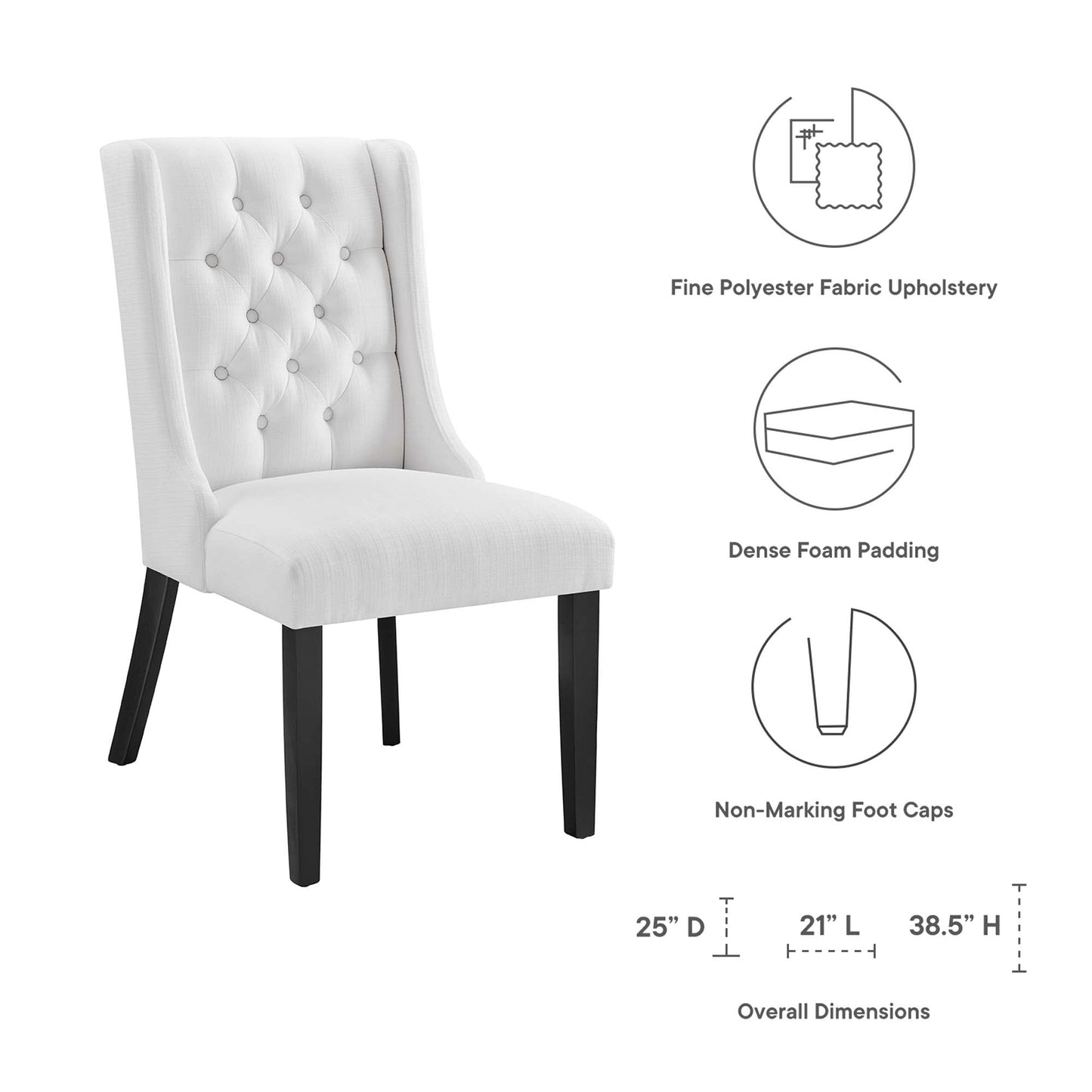 Baronet Button Tufted Fabric Dining Chair by Modway EEI-2235-WHI