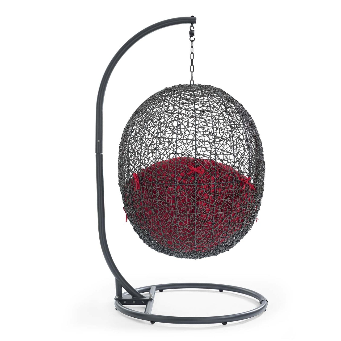 Hide Outdoor Patio Swing Chair With Stand Gray Red EEI-2273-GRY-RED