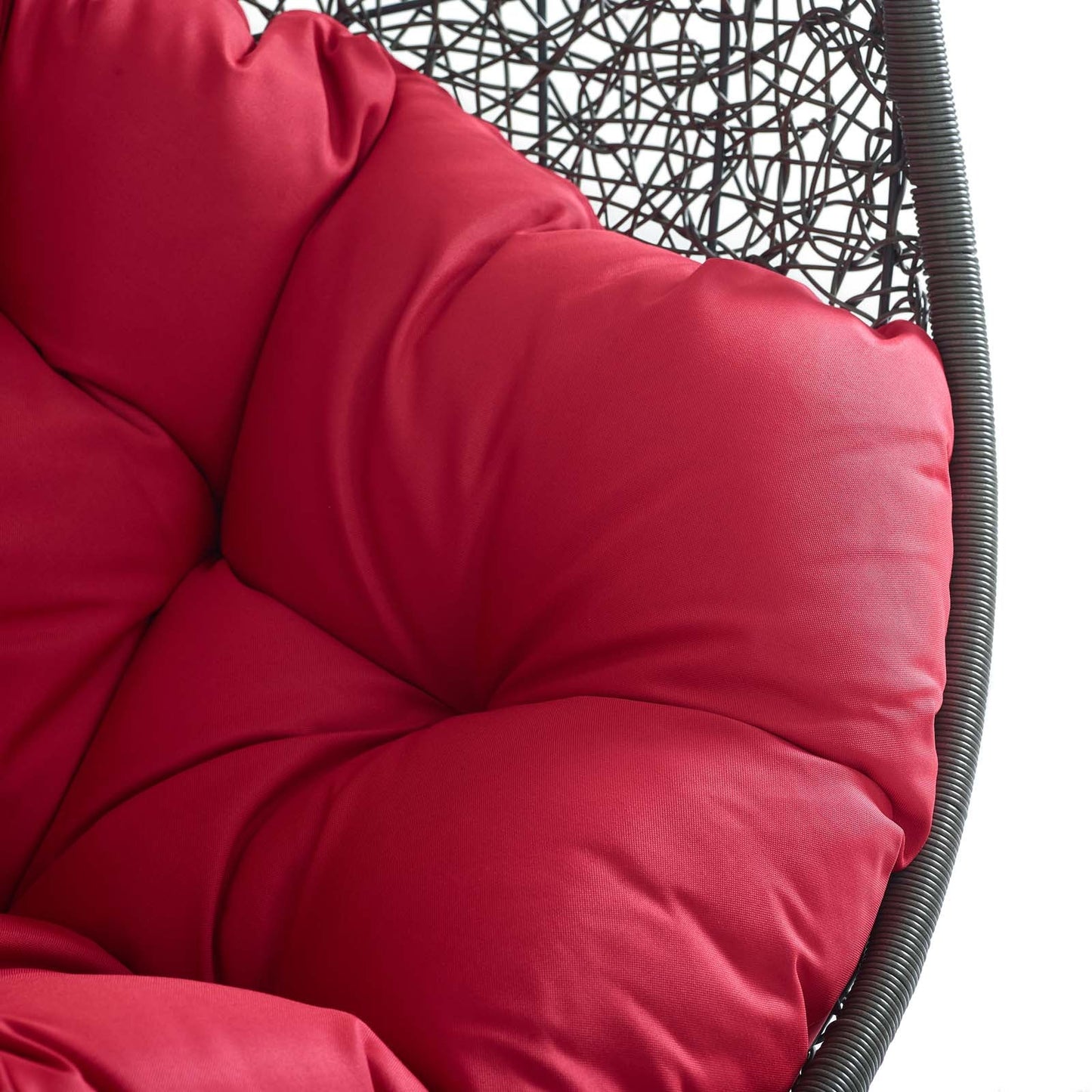 Hide Outdoor Patio Swing Chair With Stand Gray Red EEI-2273-GRY-RED