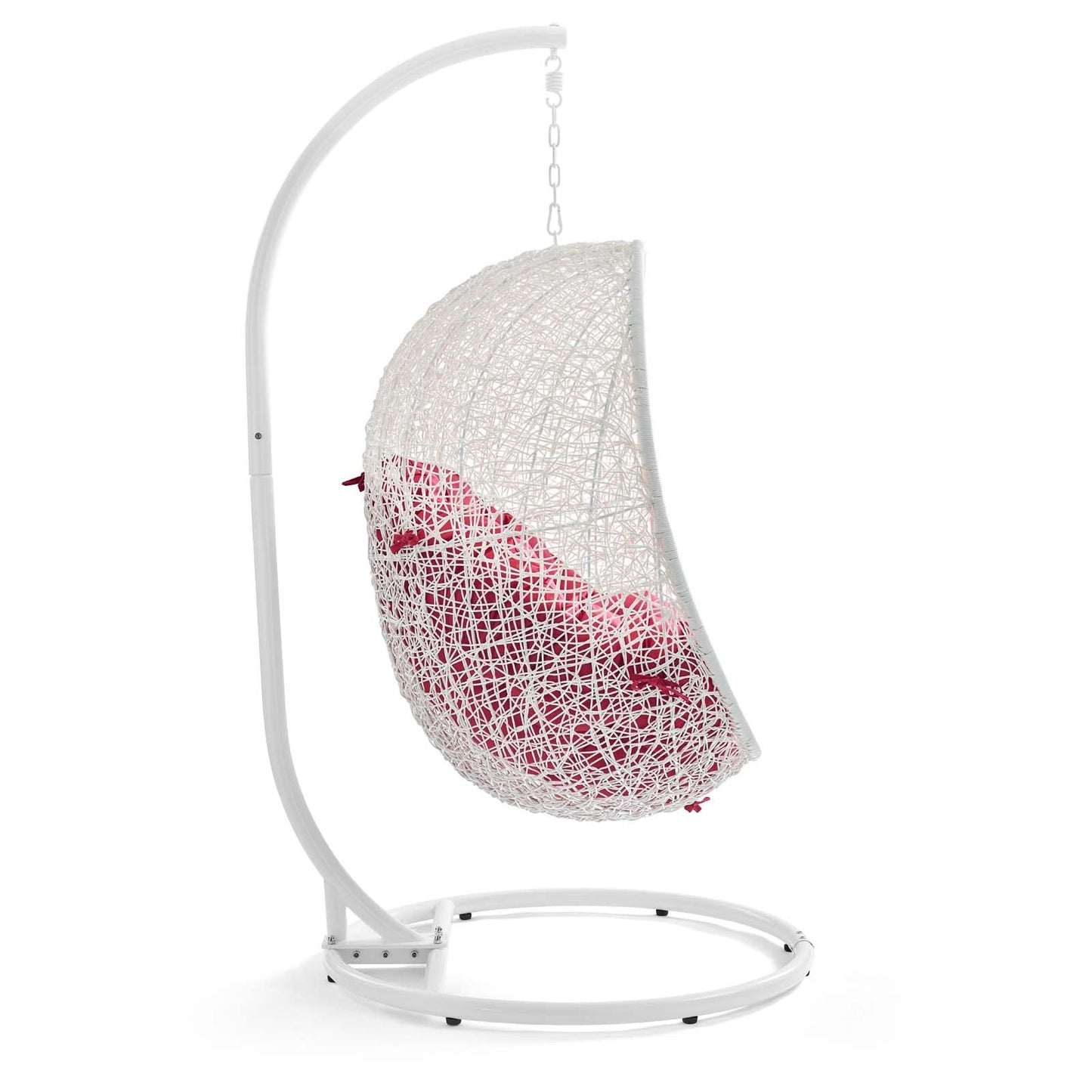 Hide Outdoor Patio Swing Chair With Stand White Red EEI-2273-WHI-RED