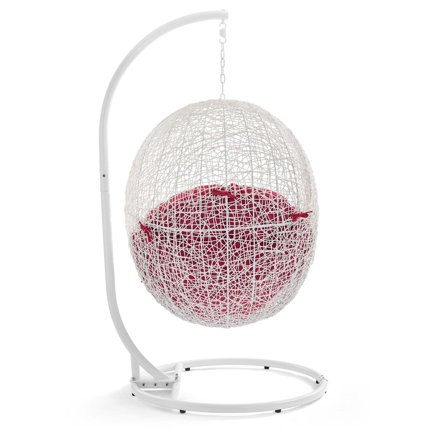 Hide Outdoor Patio Swing Chair With Stand White Red EEI-2273-WHI-RED