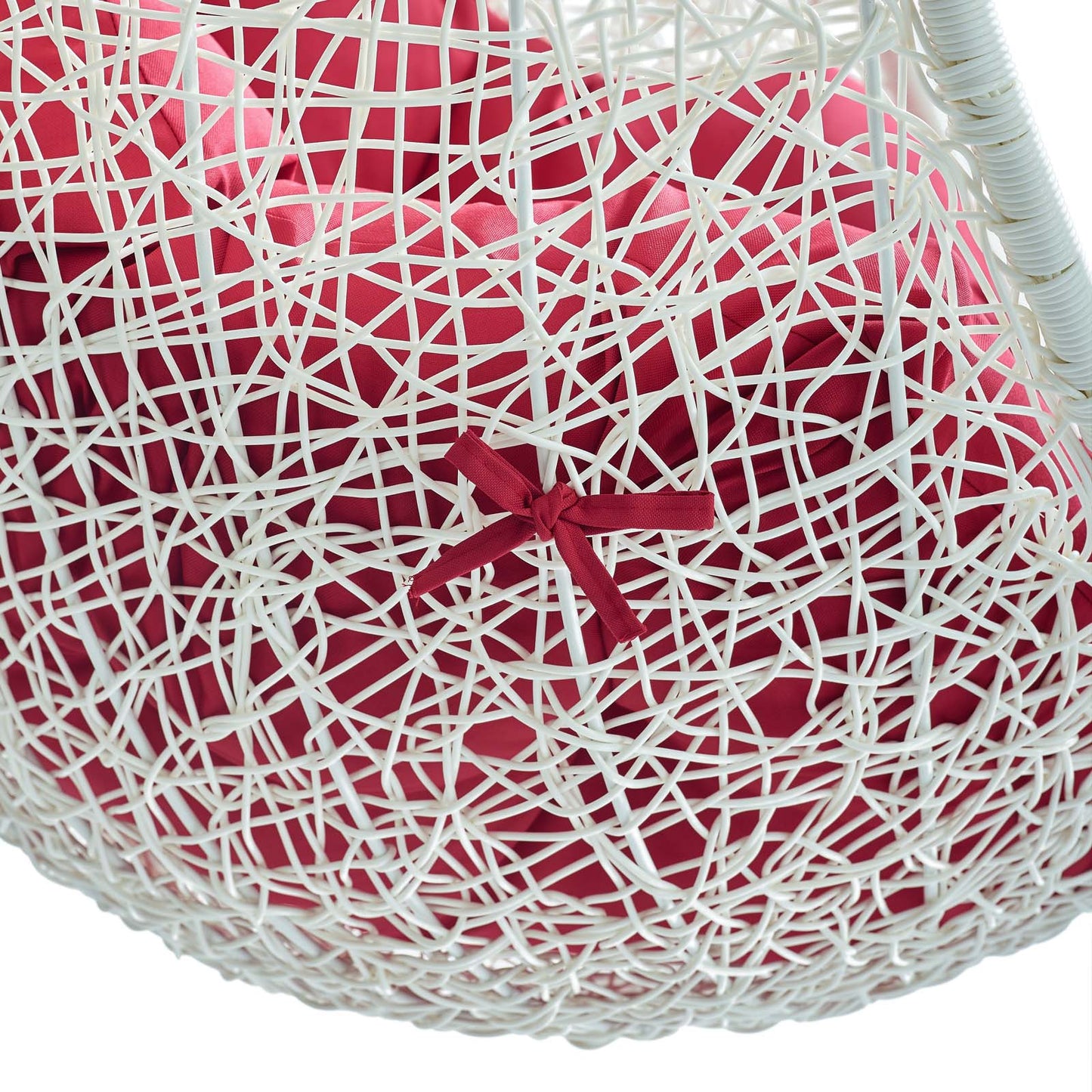 Hide Outdoor Patio Swing Chair With Stand White Red EEI-2273-WHI-RED