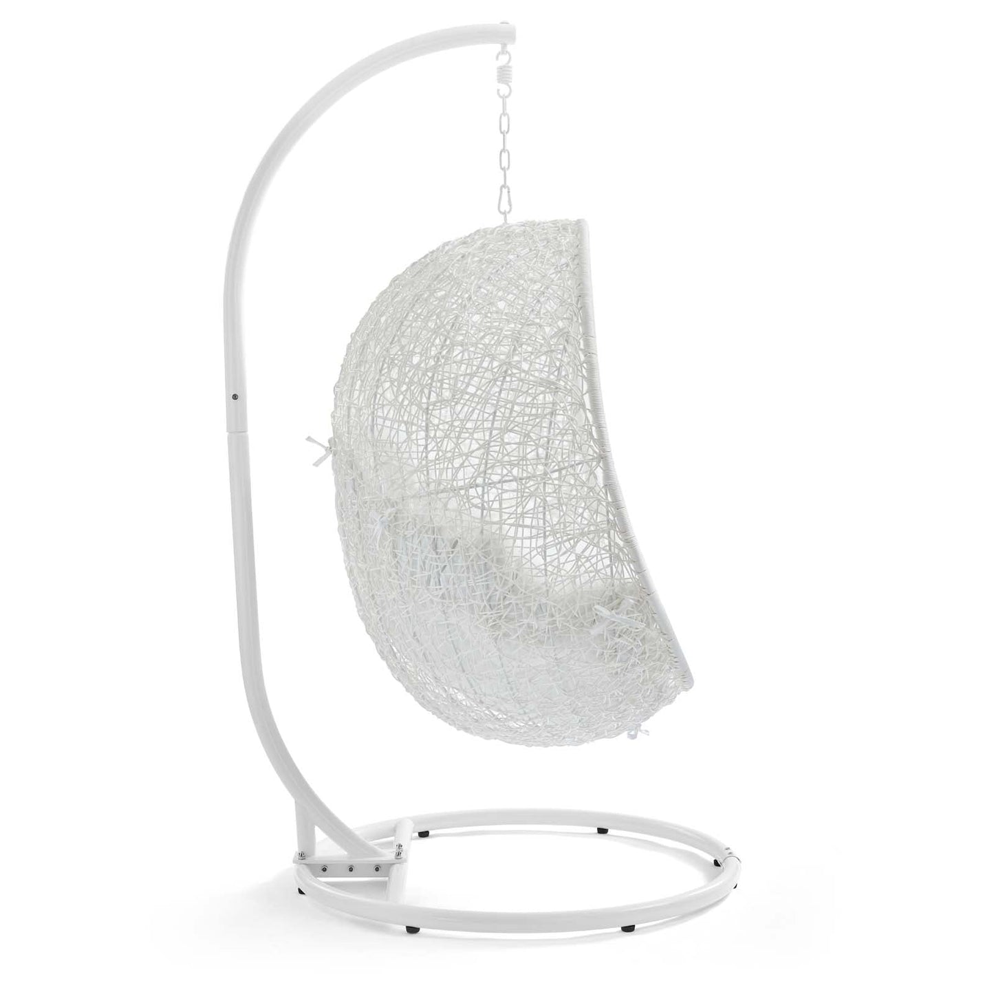 Hide Outdoor Patio Swing Chair With Stand White EEI-2273-WHI-WHI