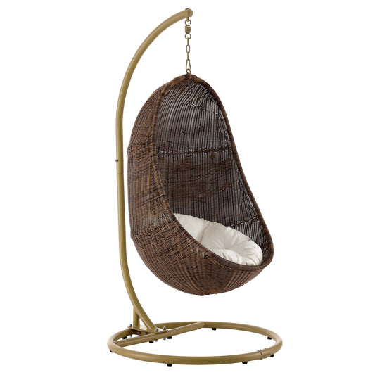 Bean Outdoor Patio Wood Swing Chair With Stand by Modway EEI-2277-YLW-WHI-SET