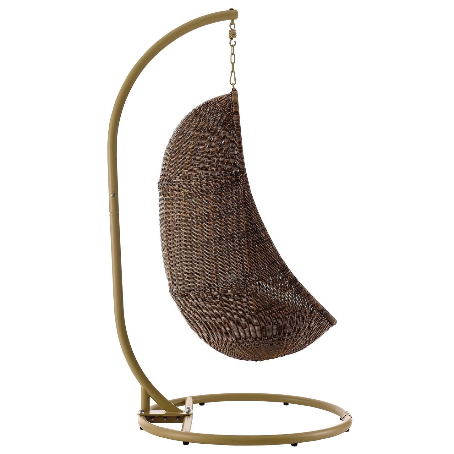 Bean Outdoor Patio Wood Swing Chair With Stand by Modway EEI-2277-YLW-WHI-SET