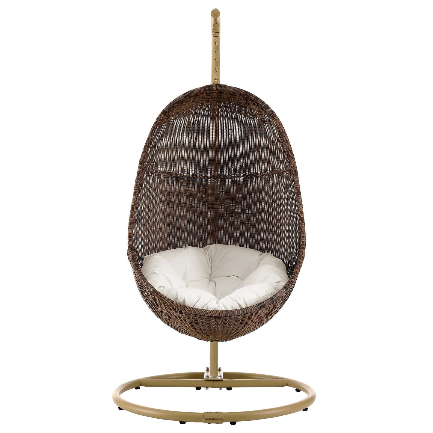 Bean Outdoor Patio Wood Swing Chair With Stand by Modway EEI-2277-YLW-WHI-SET