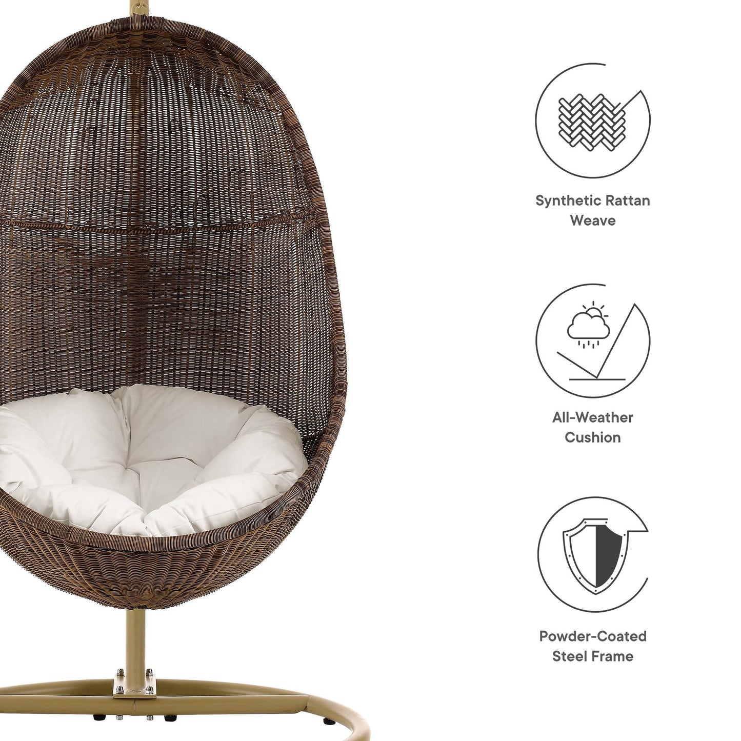 Bean Outdoor Patio Wood Swing Chair With Stand by Modway EEI-2277-YLW-WHI-SET