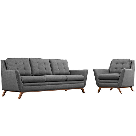 Beguile Living Room Set Upholstered Fabric Set of 2 Gray EEI-2433-DOR-SET