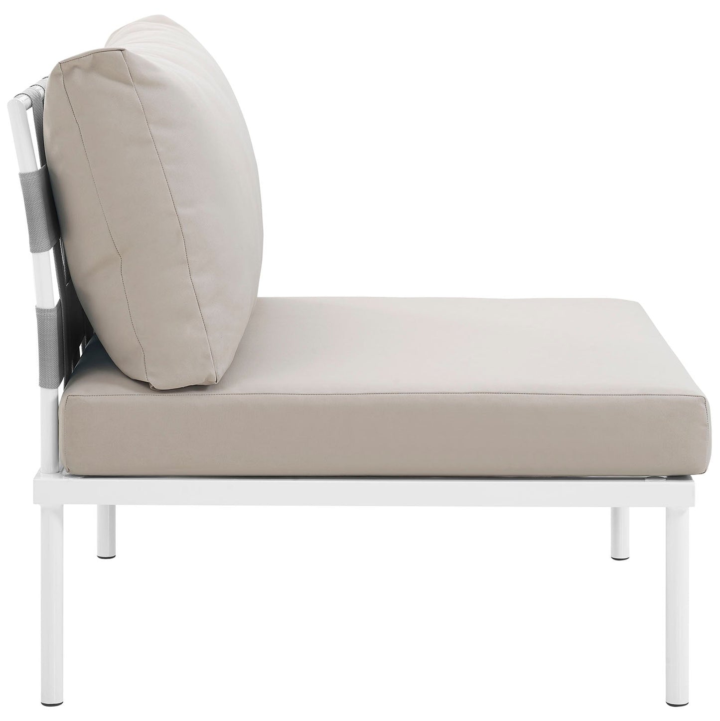 Harmony Armless Outdoor Patio Aluminum Chair White Beige EEI-2600-WHI-BEI