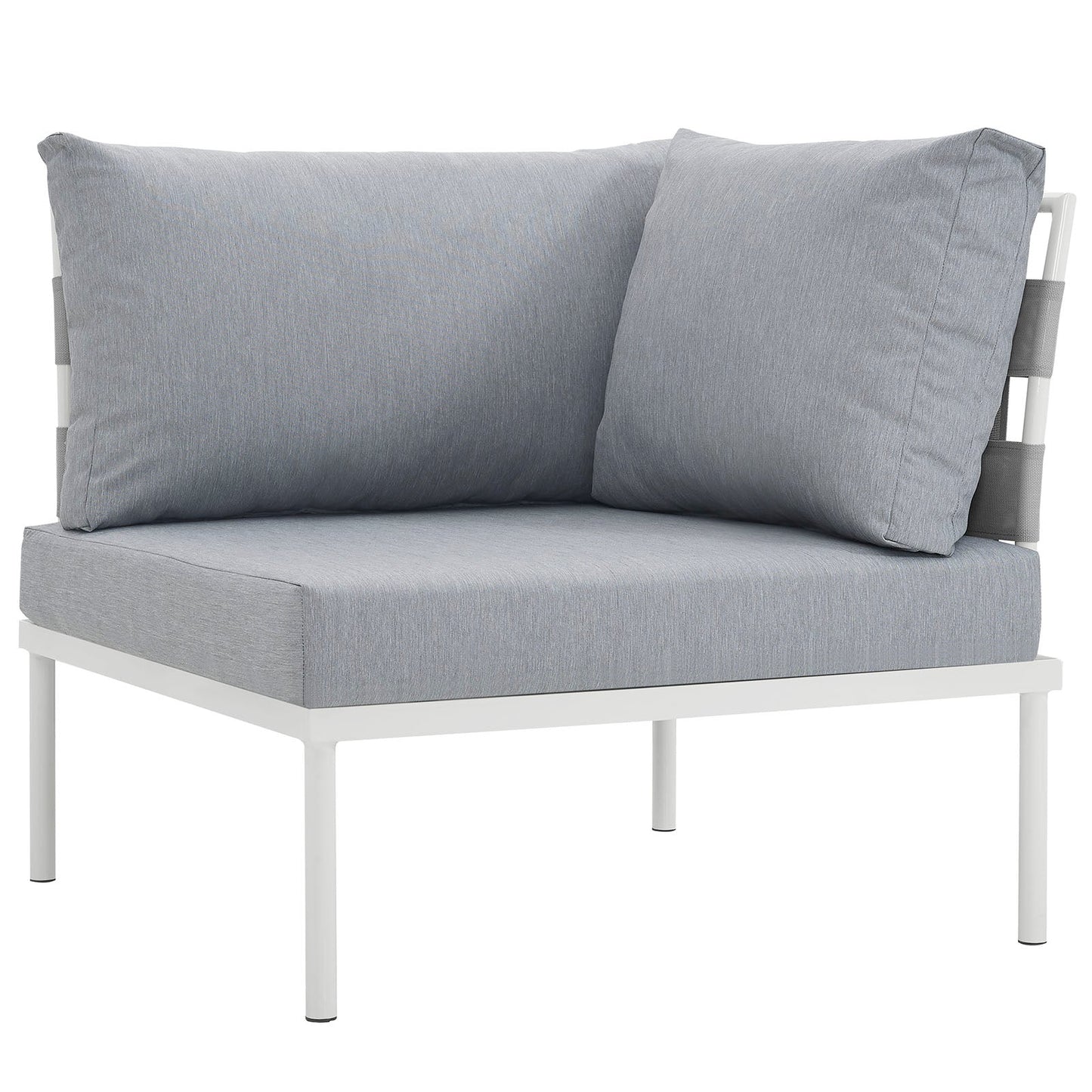 Harmony Outdoor Patio Aluminum Corner Sofa White Gray EEI-2601-WHI-GRY