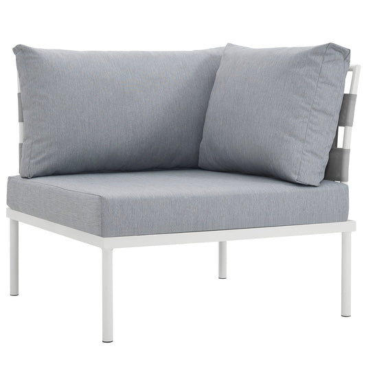 Harmony Outdoor Patio Aluminum Corner Sofa White Gray EEI-2601-WHI-GRY