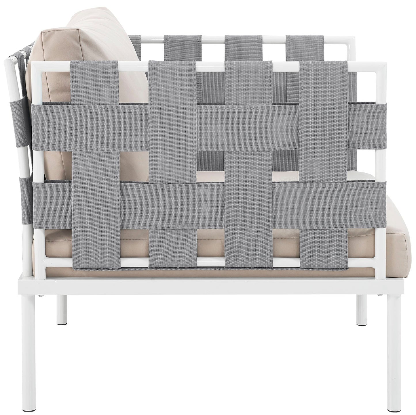 Harmony Outdoor Patio Aluminum Armchair White Beige EEI-2602-WHI-BEI