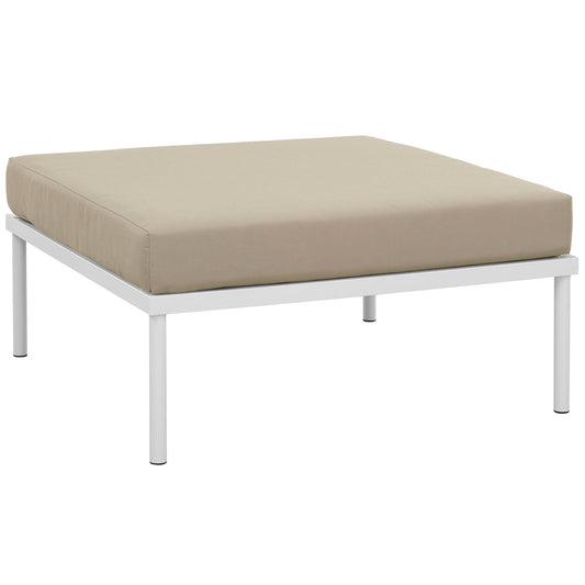 Harmony Outdoor Patio Aluminum Ottoman White Beige EEI-2609-WHI-BEI