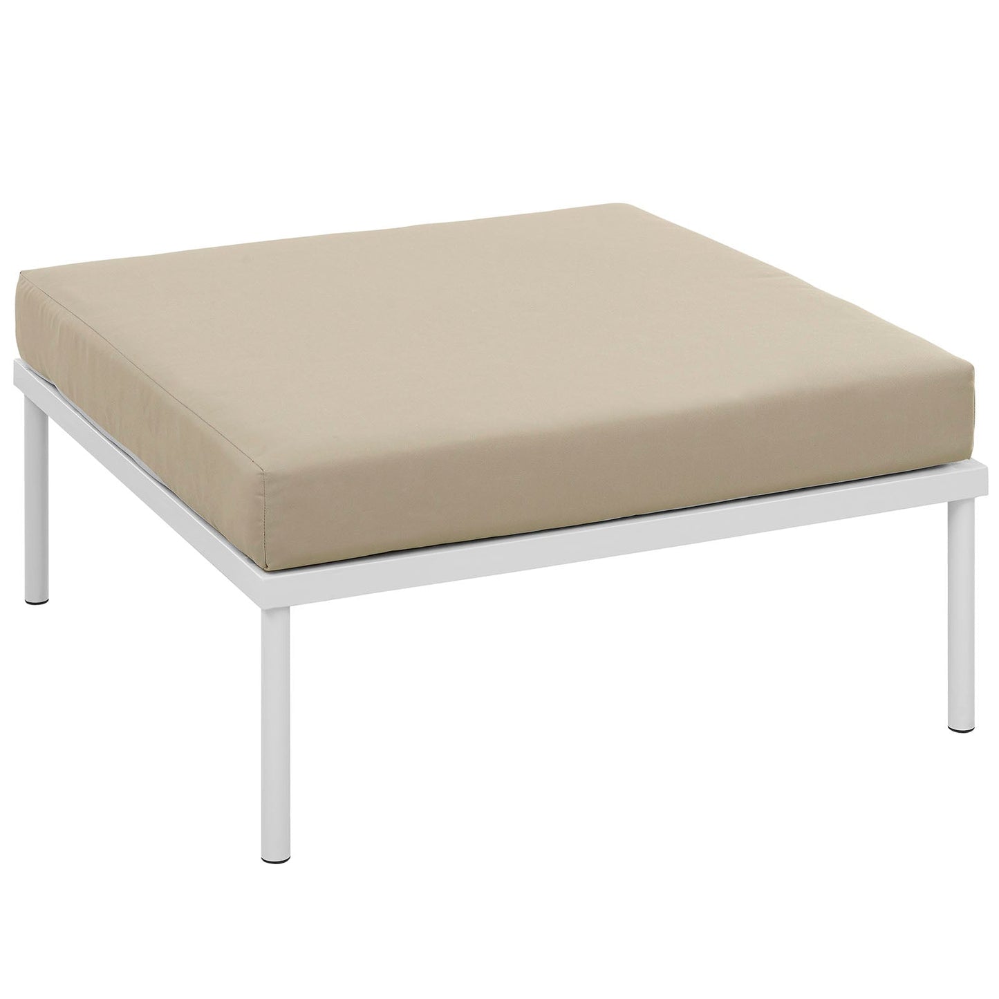 Harmony Outdoor Patio Aluminum Ottoman White Beige EEI-2609-WHI-BEI