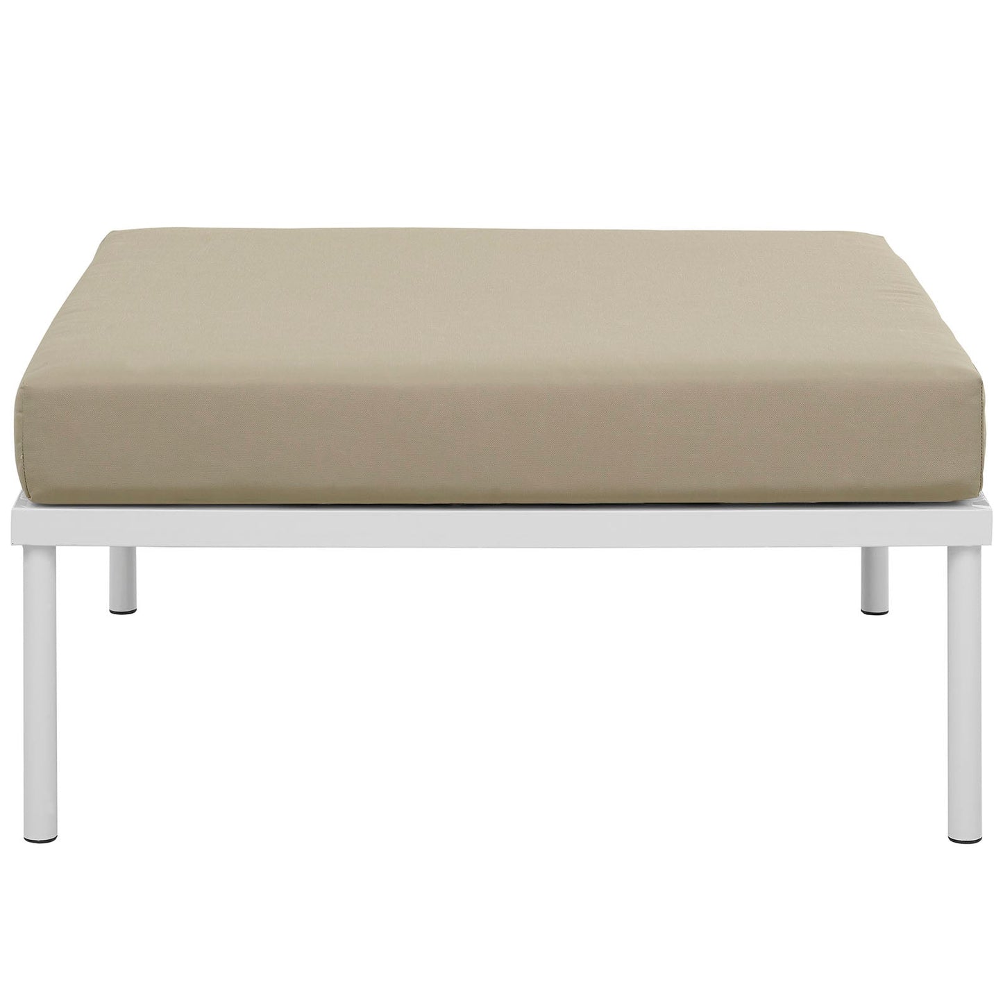 Harmony Outdoor Patio Aluminum Ottoman White Beige EEI-2609-WHI-BEI