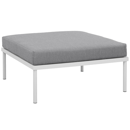 Harmony Outdoor Patio Aluminum Ottoman White Gray EEI-2609-WHI-GRY