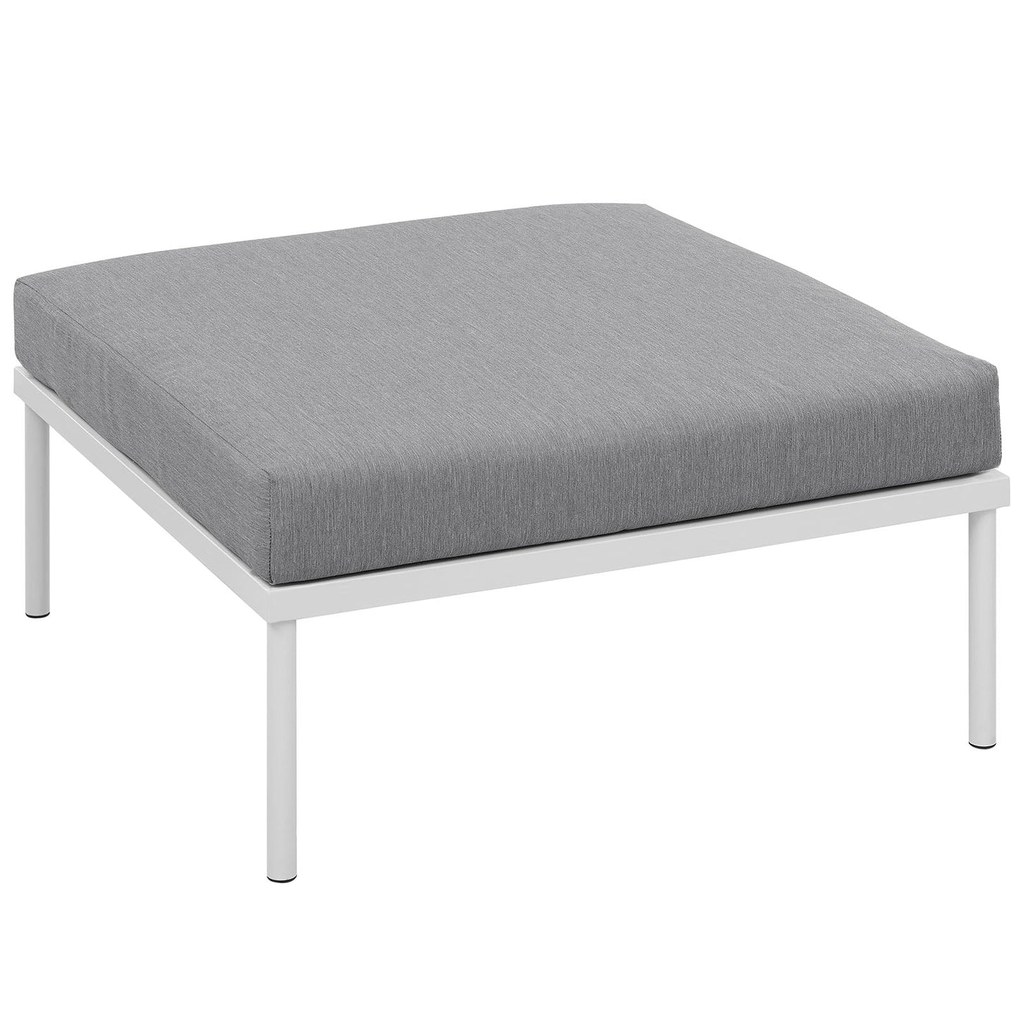 Harmony Outdoor Patio Aluminum Ottoman White Gray EEI-2609-WHI-GRY