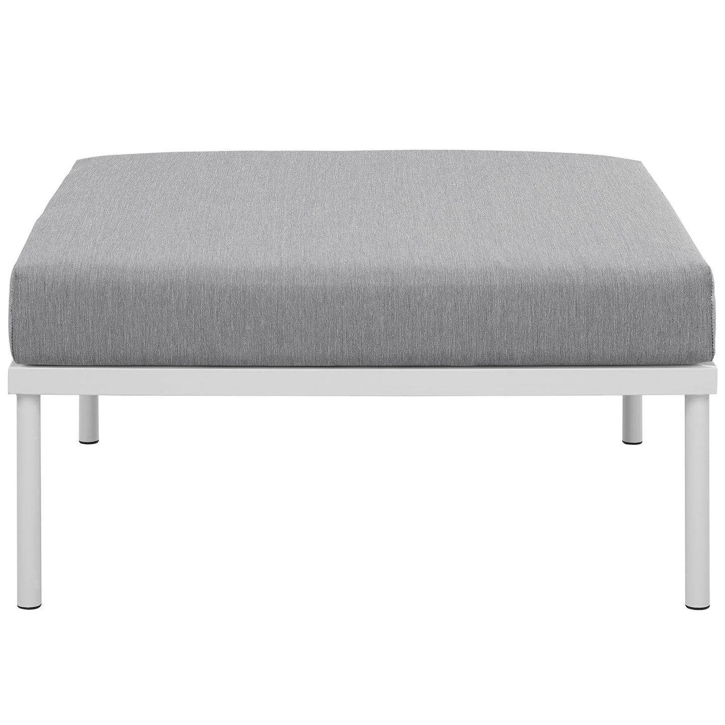 Harmony Outdoor Patio Aluminum Ottoman White Gray EEI-2609-WHI-GRY