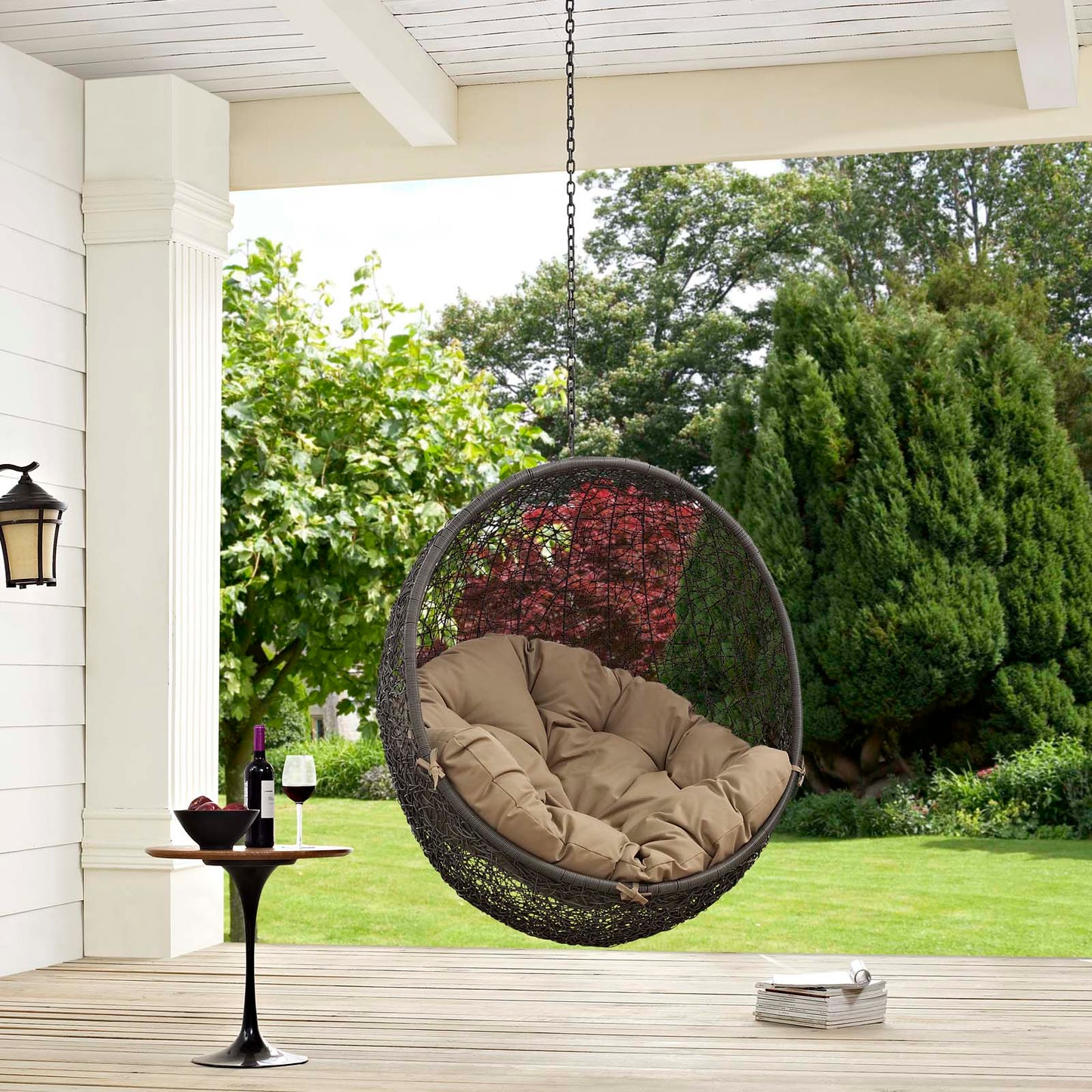 Hide Outdoor Patio Swing Chair Without Stand Gray Mocha EEI-2654-GRY-MOC