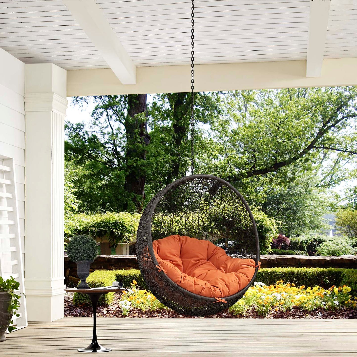 Hide Outdoor Patio Swing Chair Without Stand Gray Orange EEI-2654-GRY-ORA