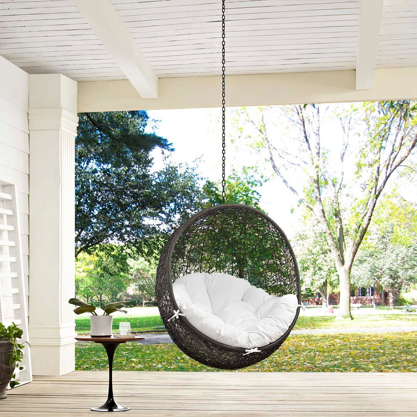 Hide Outdoor Patio Swing Chair Without Stand Gray White EEI-2654-GRY-WHI