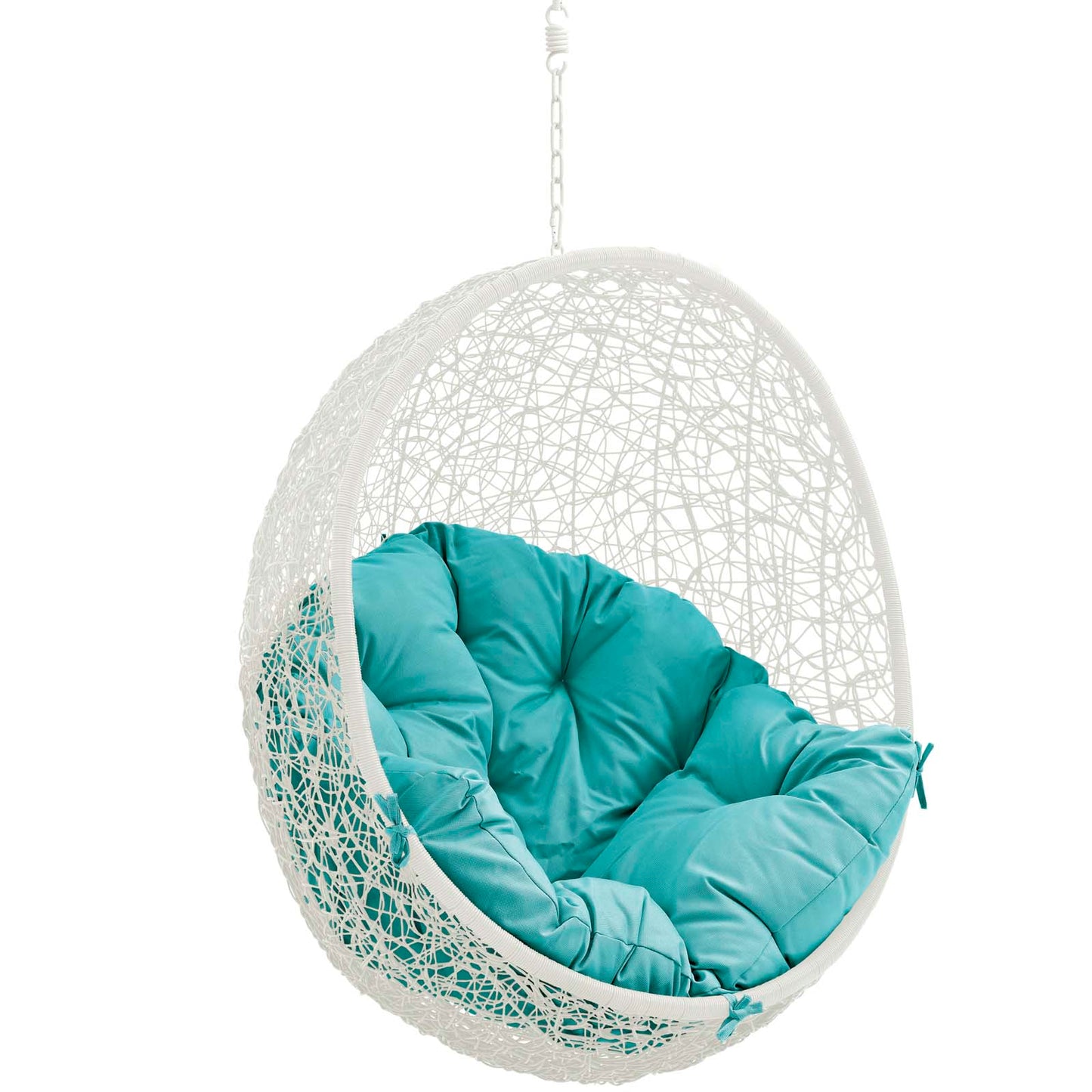 Hide Outdoor Patio Swing Chair Without Stand White Turquoise EEI-2654-WHI-TRQ