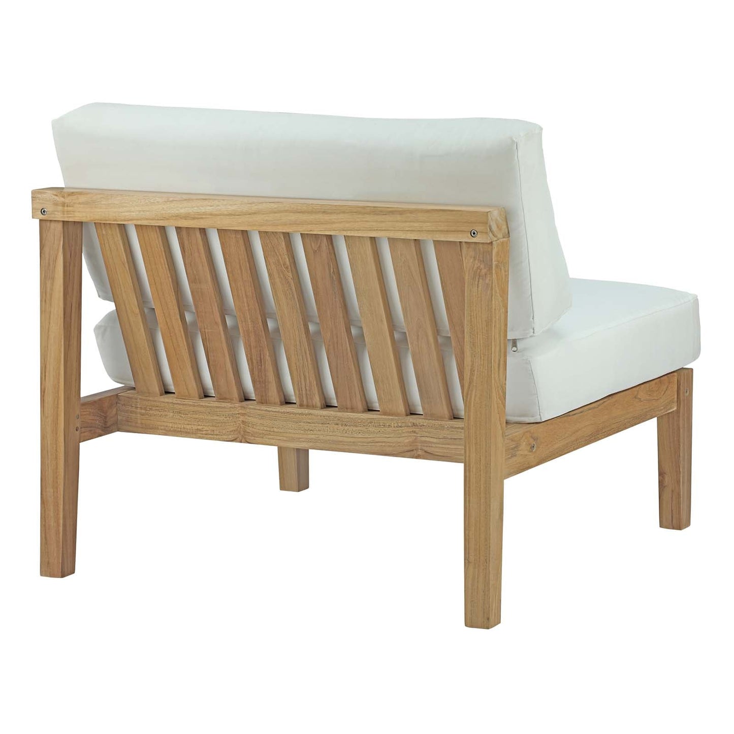 Bayport Outdoor Patio Teak Armless Natural White EEI-2697-NAT-WHI