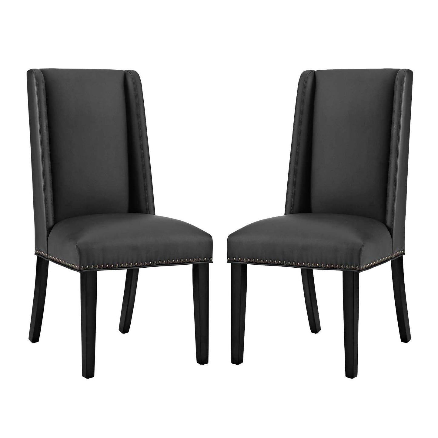 Baron Dining Chair Vinyl Set of 2 Black EEI-2747-BLK-SET