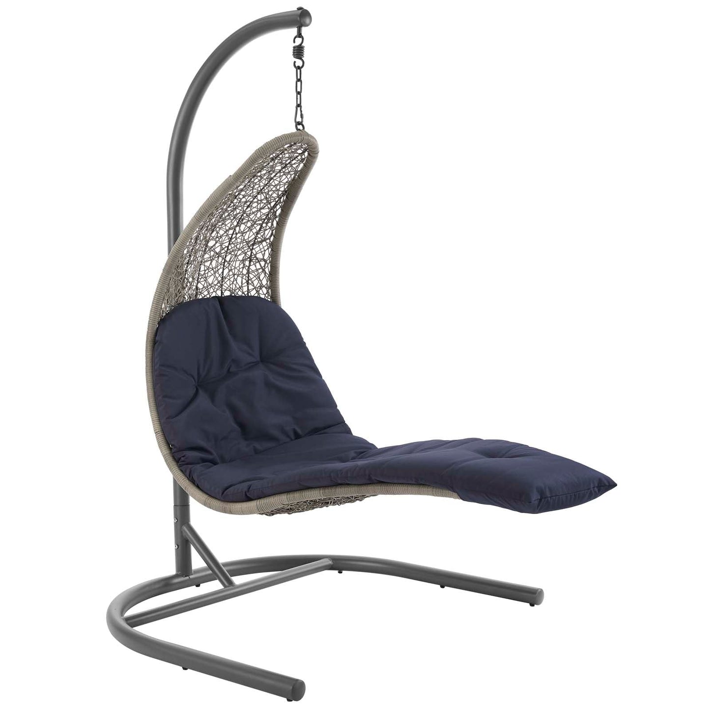 Landscape Hanging Chaise Lounge Outdoor Patio Swing Chair Light Gray Navy EEI-2952-LGR-NAV