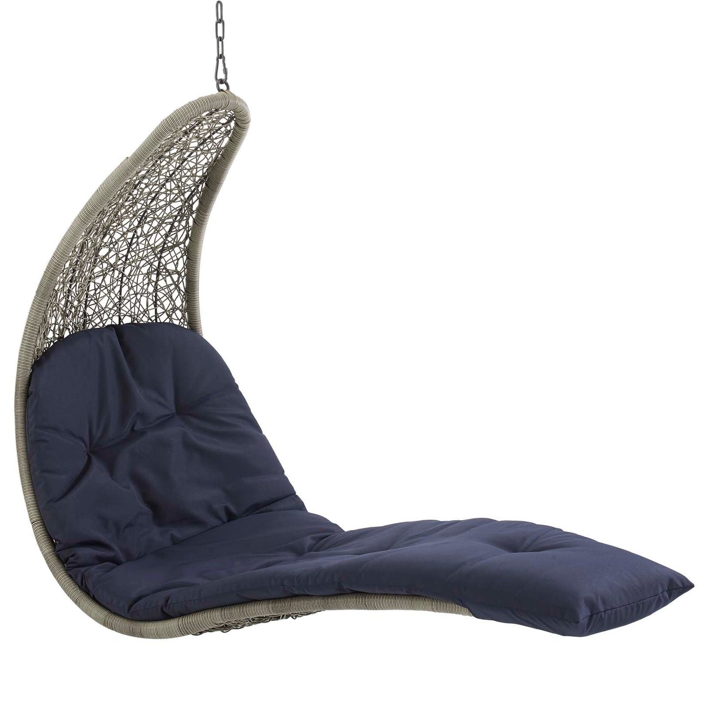 Landscape Hanging Chaise Lounge Outdoor Patio Swing Chair Light Gray Navy EEI-2952-LGR-NAV