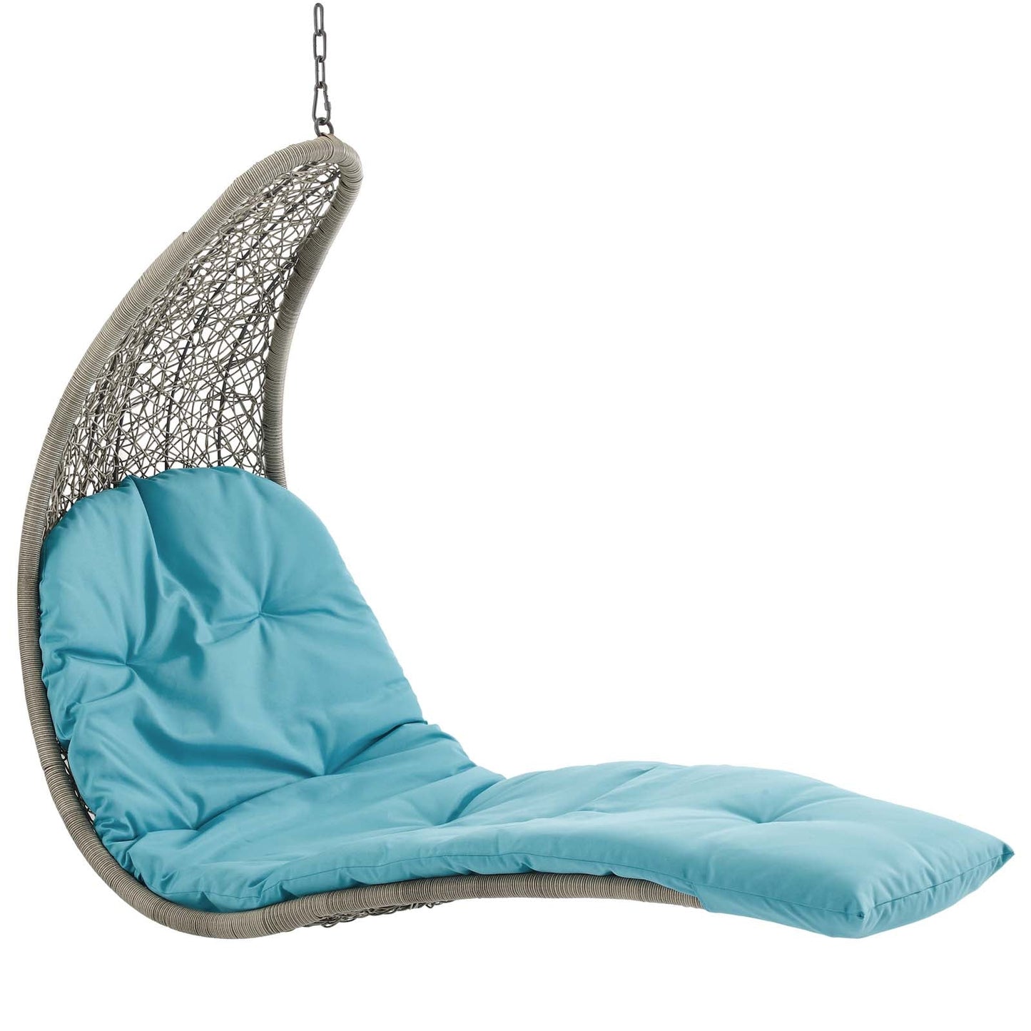 Landscape Hanging Chaise Lounge Outdoor Patio Swing Chair Light Gray Turquoise EEI-2952-LGR-TRQ