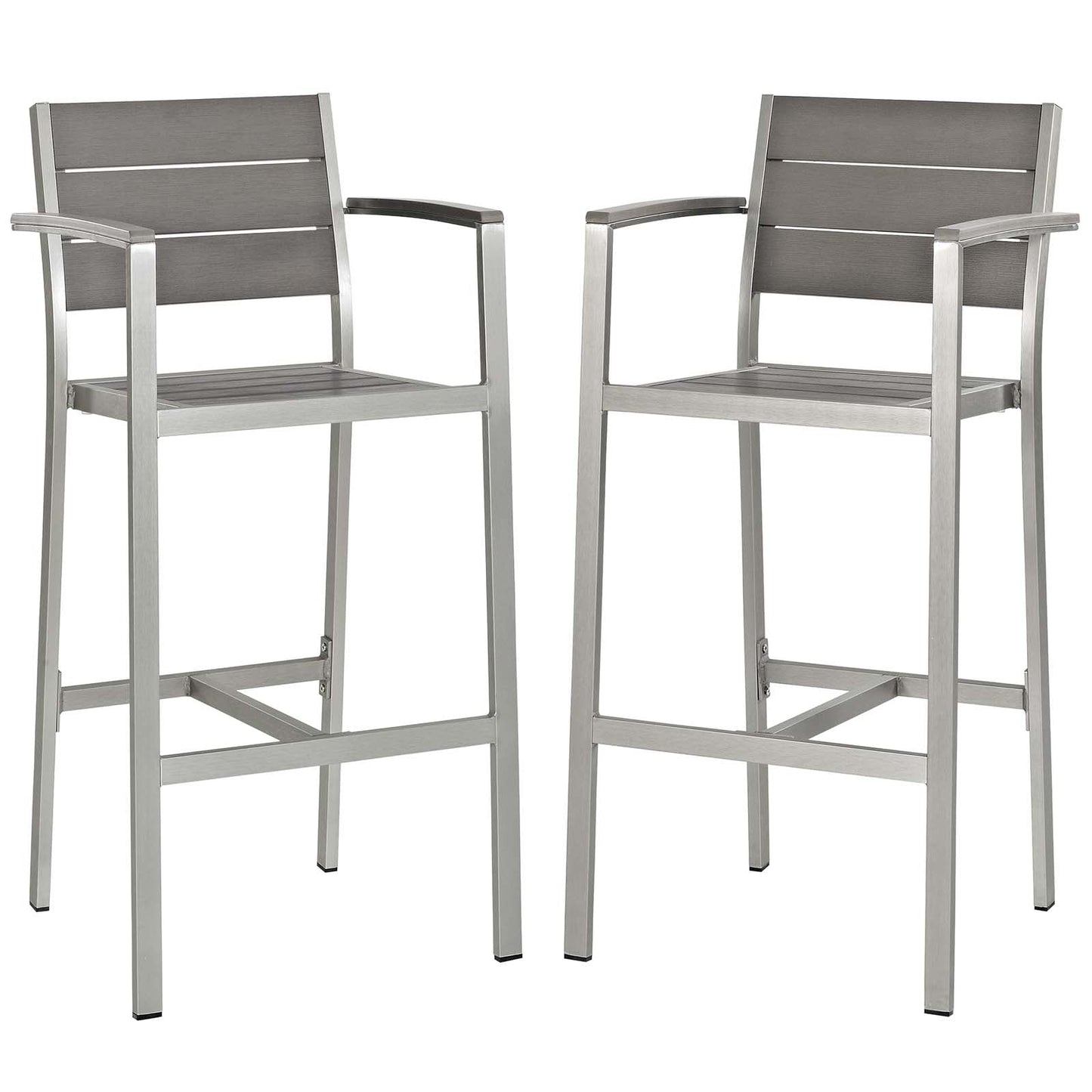 Shore Outdoor Patio Aluminum Dining Armchair and Bar Stool Set of 2