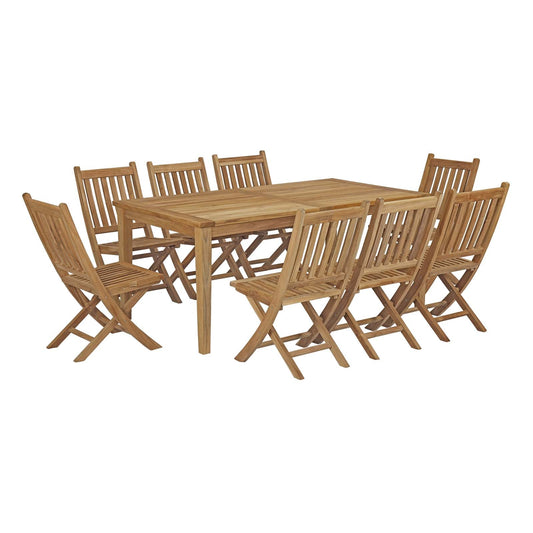 Marina 9 Piece Outdoor Patio Teak Dining Set by Modway EEI-3204-NAT-SET