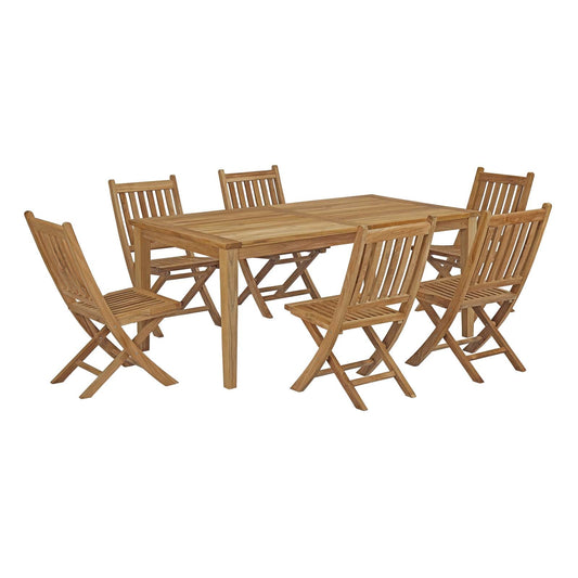 Marina 7 Piece Outdoor Patio Teak Dining Set by Modway EEI-3205-NAT-SET
