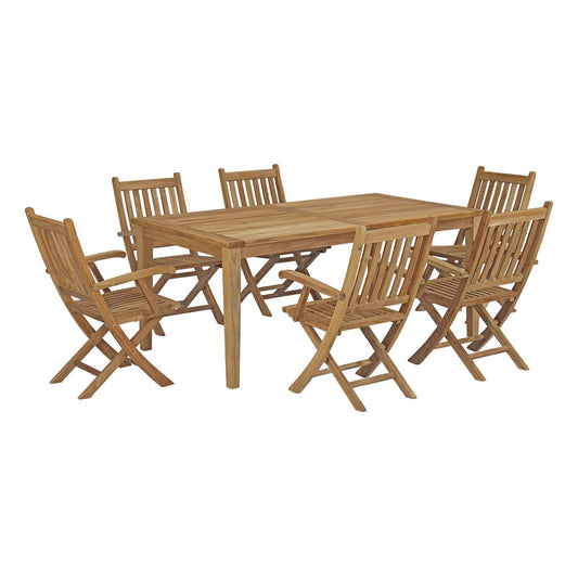Marina 7 Piece Outdoor Patio Teak Dining Set by Modway EEI-3206-NAT-SET