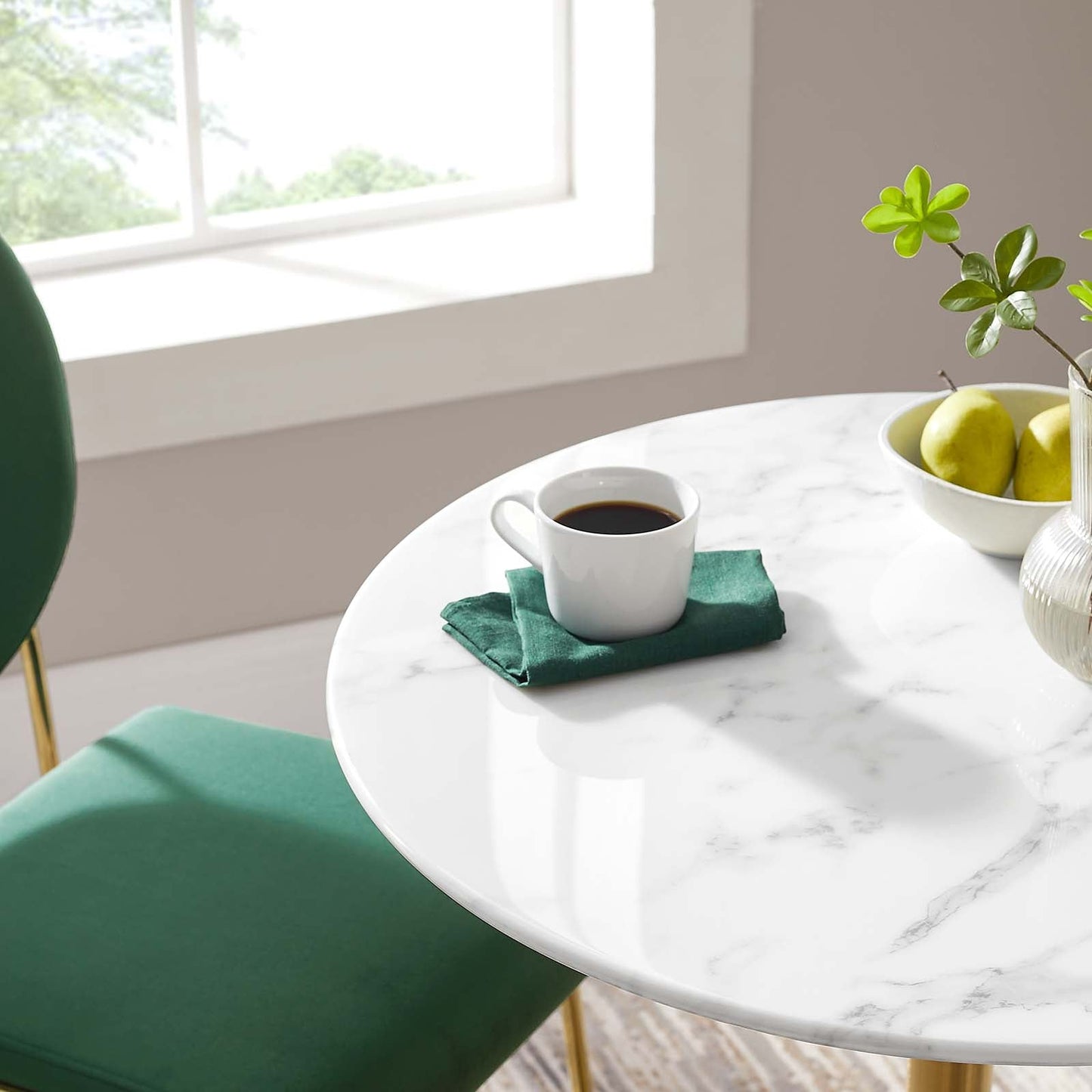 Lippa 28" Artificial Marble & Wood Dining Table Collection