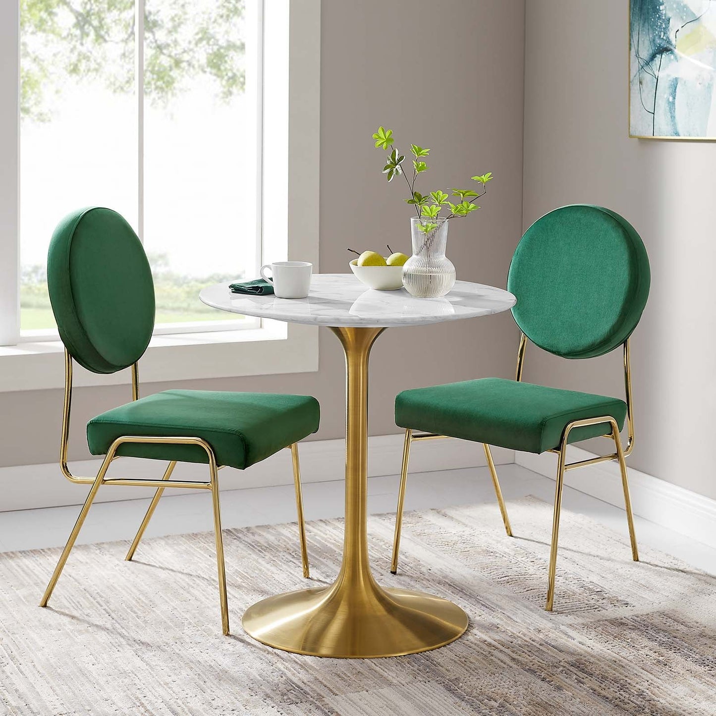 Lippa 28" Artificial Marble & Wood Dining Table Collection