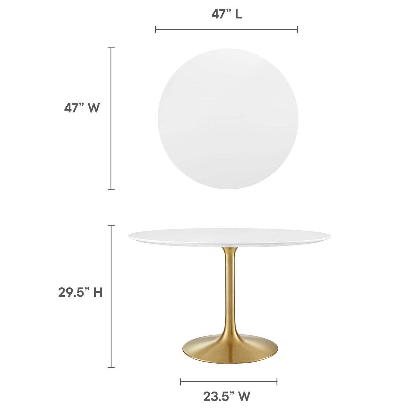 Lippa Round Dining Table with Wood and Marble Top in White