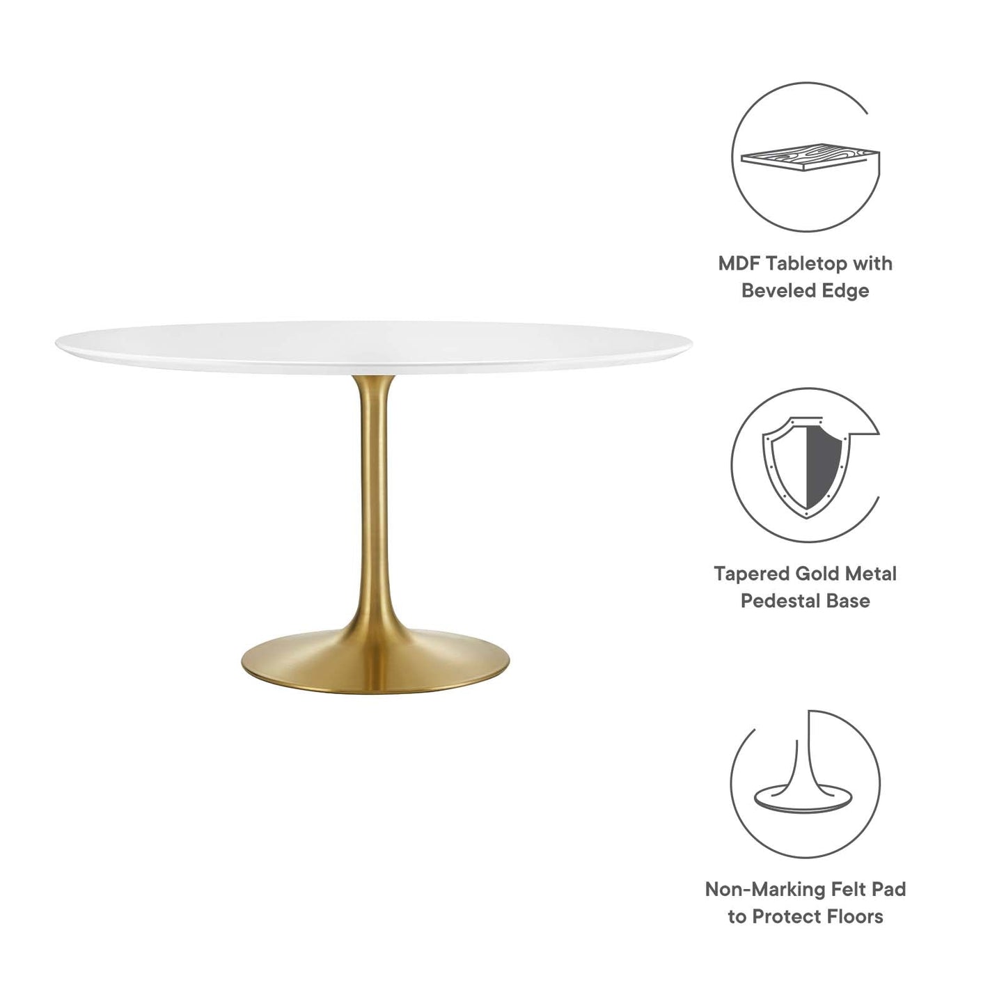 Lippa 54" Round Dining Table - Artificial Marble & Wood Options